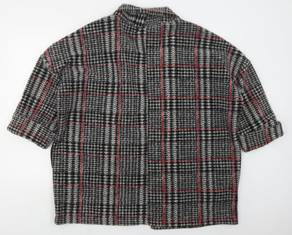 Primark Womens Grey Check  Jacket Coatigan Size 10