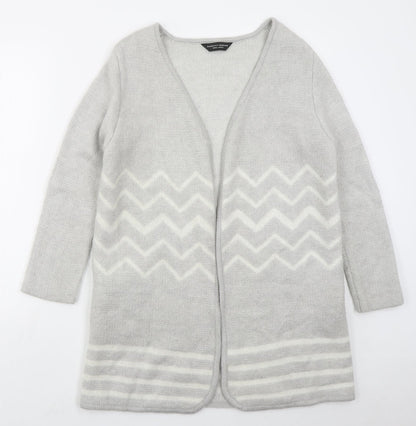 Dorothy Perkins Womens Grey V-Neck Geometric Acrylic Cardigan Jumper Size S   - Zig Zag