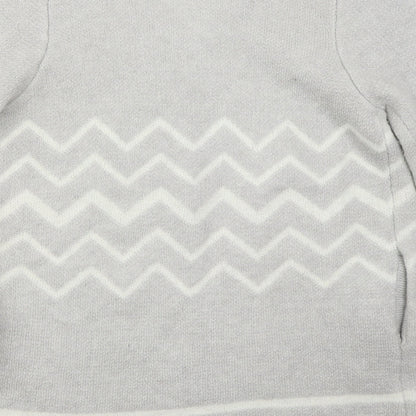 Dorothy Perkins Womens Grey V-Neck Geometric Acrylic Cardigan Jumper Size S   - Zig Zag