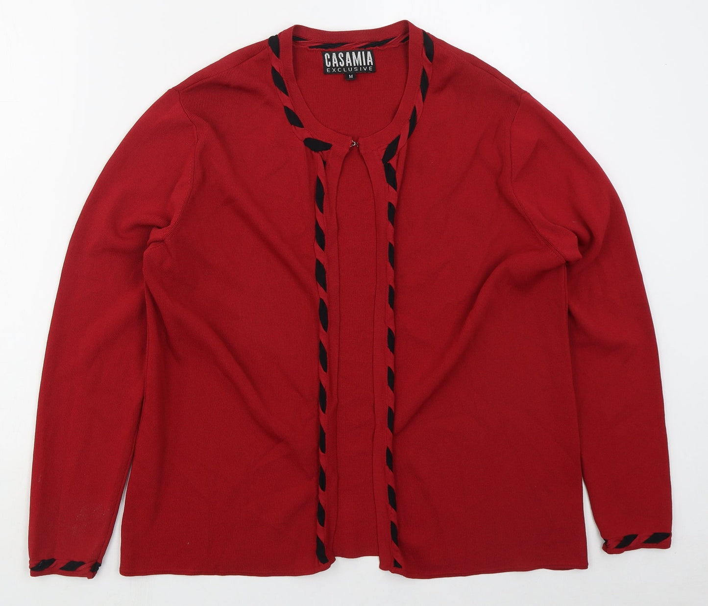 Zasamia Mens Red Round Neck  Viscose Cardigan Jumper Size M
