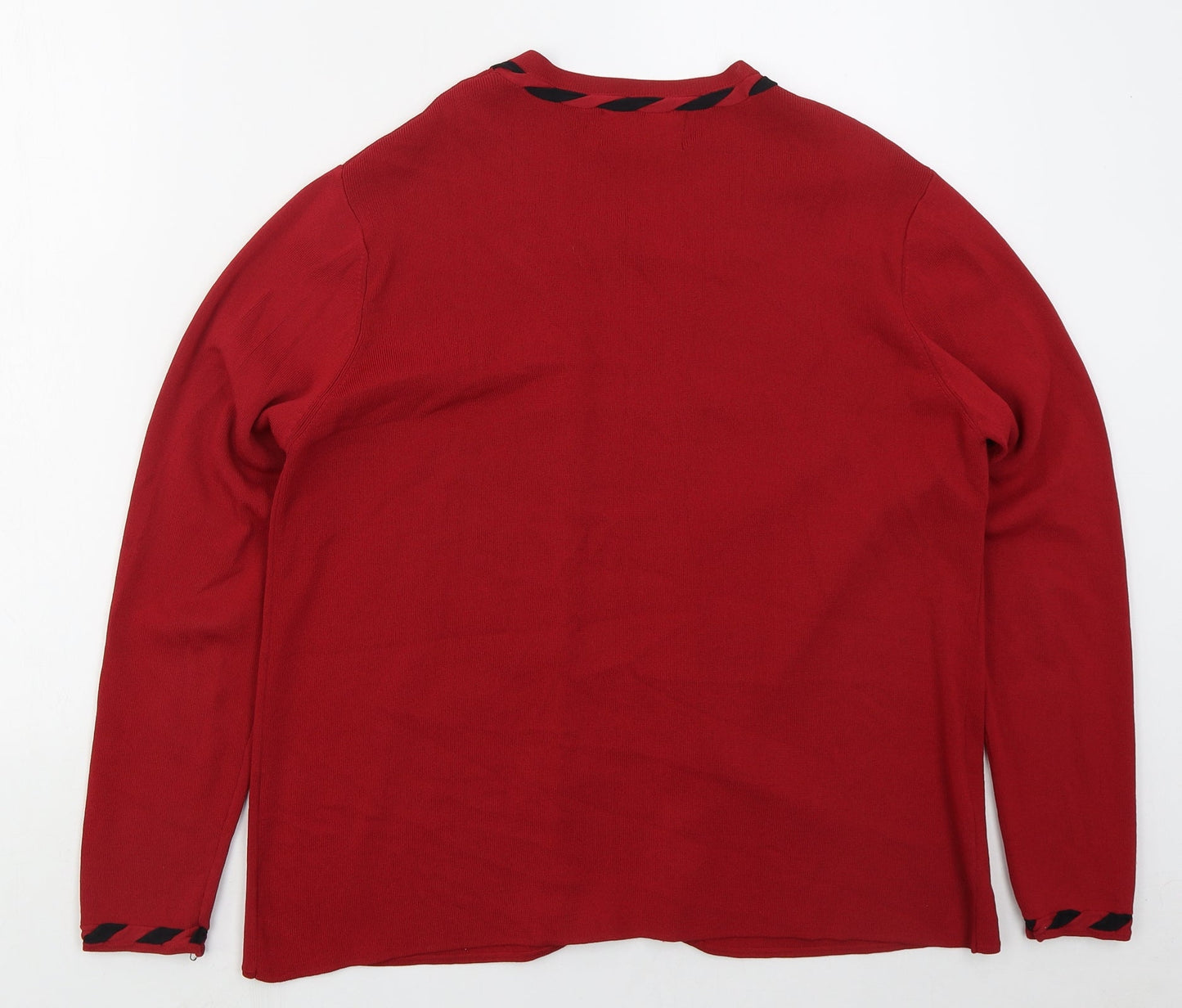Zasamia Mens Red Round Neck  Viscose Cardigan Jumper Size M