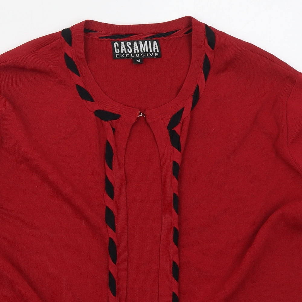 Zasamia Mens Red Round Neck  Viscose Cardigan Jumper Size M