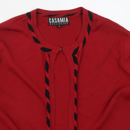 Zasamia Mens Red Round Neck  Viscose Cardigan Jumper Size M