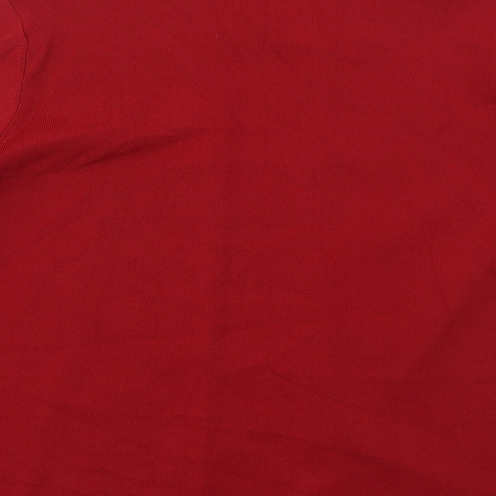 Zasamia Mens Red Round Neck  Viscose Cardigan Jumper Size M