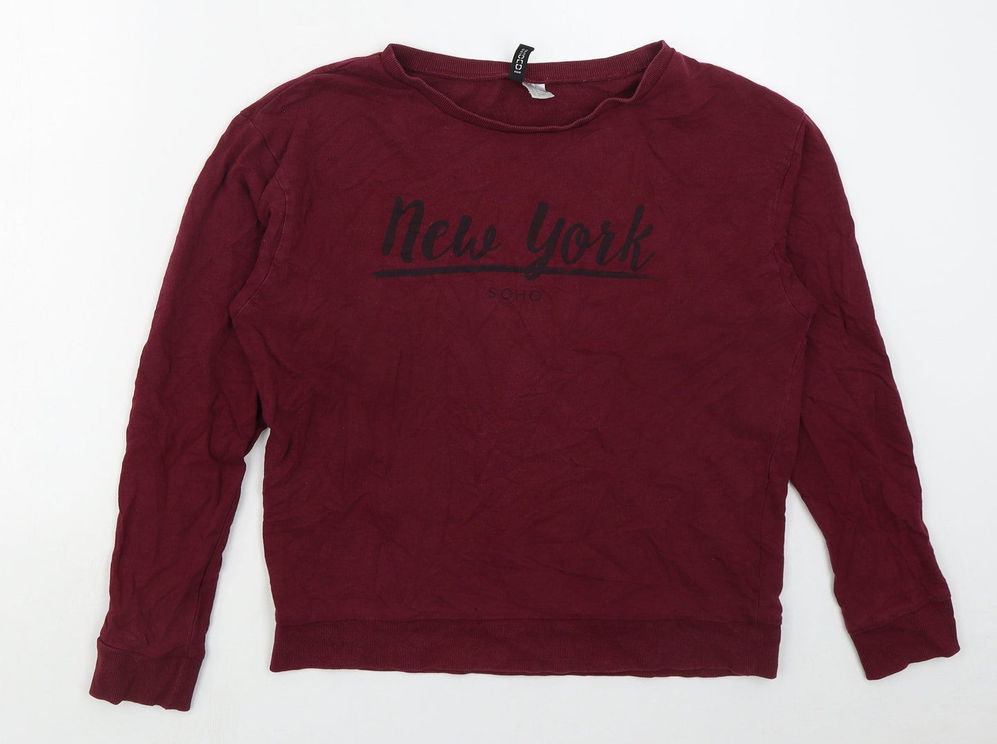 H&M Womens Red  Cotton Pullover Sweatshirt Size M  Pullover - New York