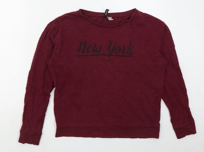 H&M Womens Red  Cotton Pullover Sweatshirt Size M  Pullover - New York