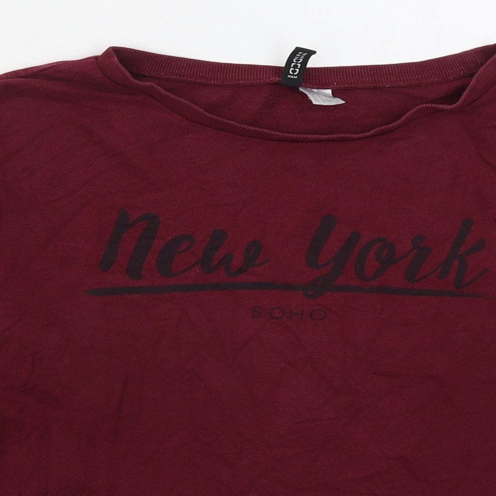 H&M Womens Red  Cotton Pullover Sweatshirt Size M  Pullover - New York