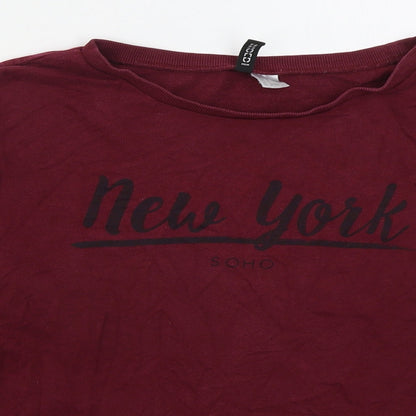 H&M Womens Red  Cotton Pullover Sweatshirt Size M  Pullover - New York