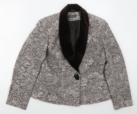 Alex & Co Womens Brown Floral  Jacket  Size 12  Button