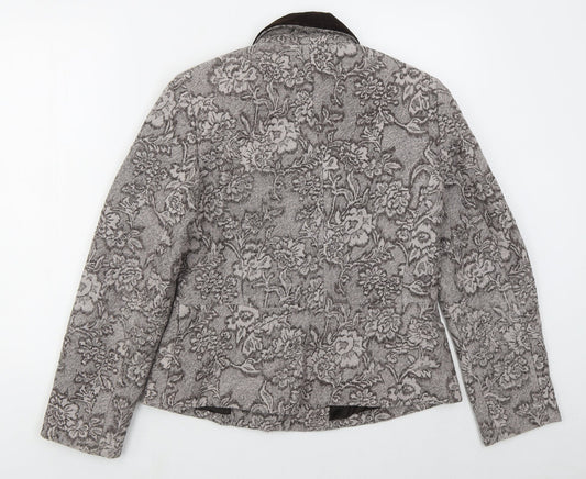 Alex & Co Womens Brown Floral  Jacket  Size 12  Button