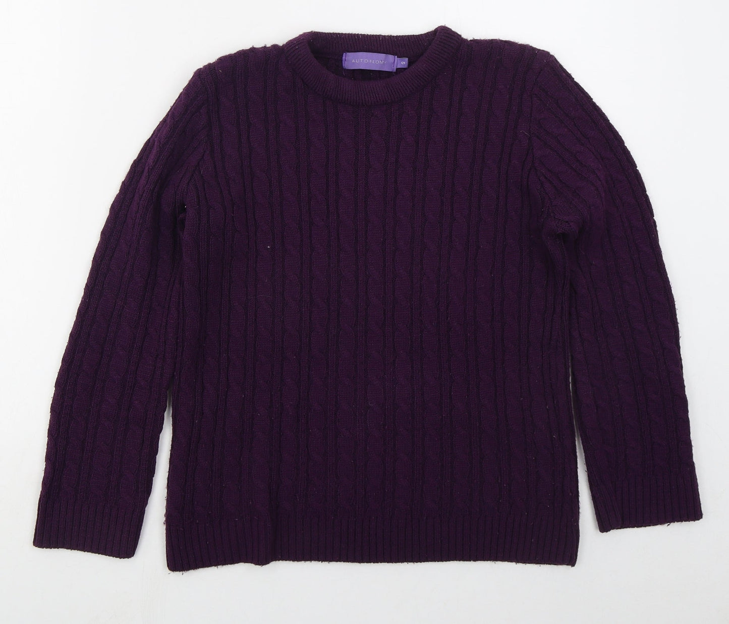 Autonomy Womens Purple Crew Neck  Acrylic Pullover Jumper Size S