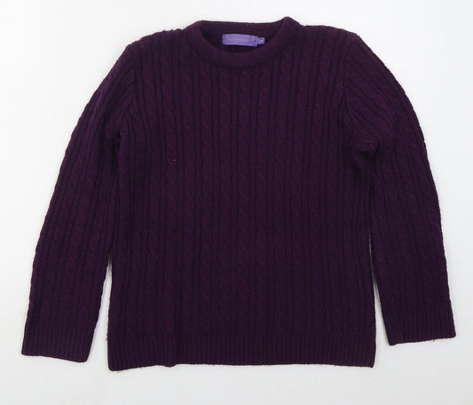 Autonomy Womens Purple Crew Neck  Acrylic Pullover Jumper Size S