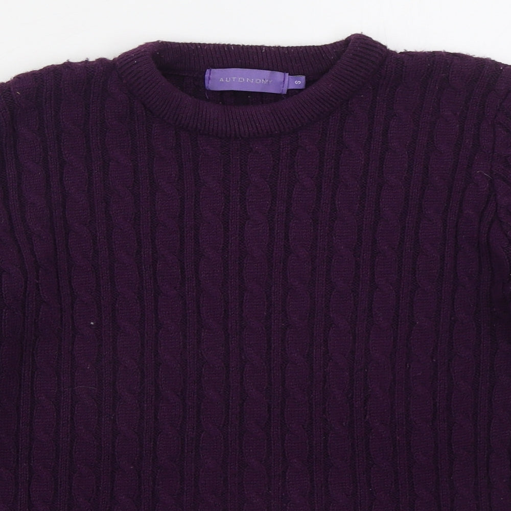 Autonomy Womens Purple Crew Neck  Acrylic Pullover Jumper Size S
