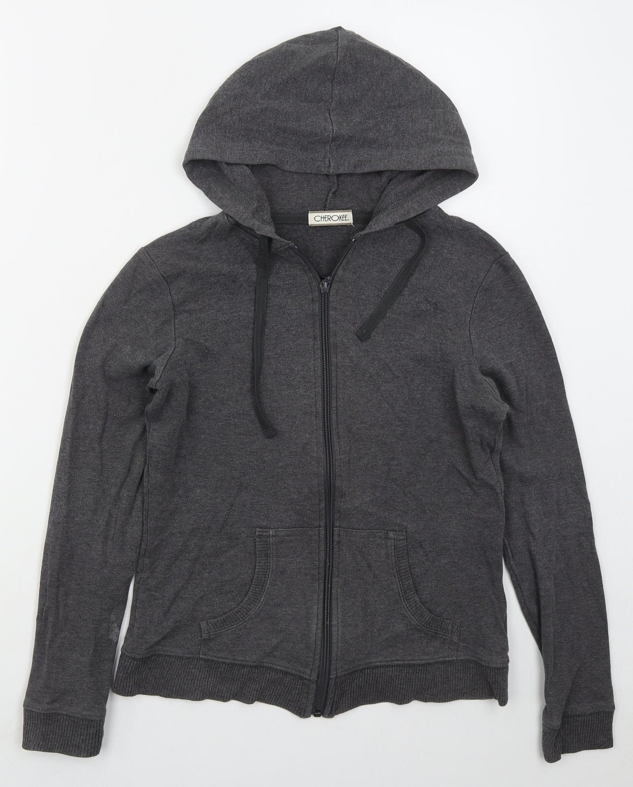 Cherokee Womens Grey  Cotton Full Zip Hoodie Size 8  Zip