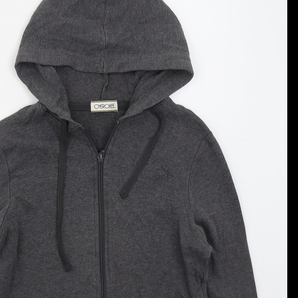 Cherokee Womens Grey  Cotton Full Zip Hoodie Size 8  Zip