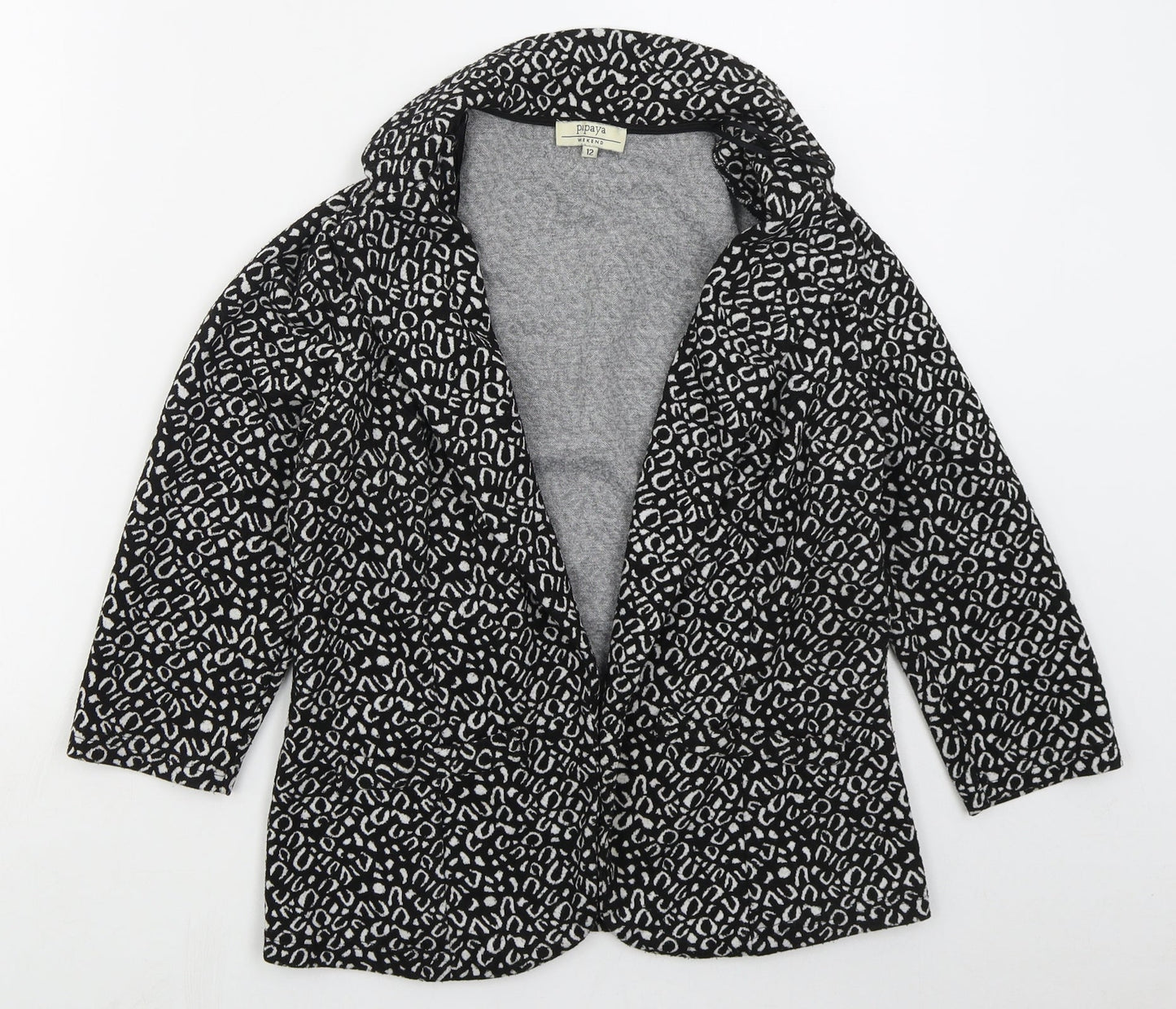 Papaya Womens Black Animal Print  Jacket  Size 12
