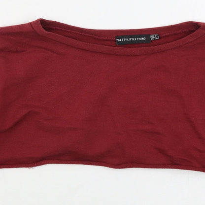 PRETTYLITTLETHING Womens Red  Cotton Pullover Sweatshirt Size 6  Pullover