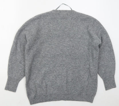 Primark Womens Grey Crew Neck  Acrylic Pullover Jumper Size 12