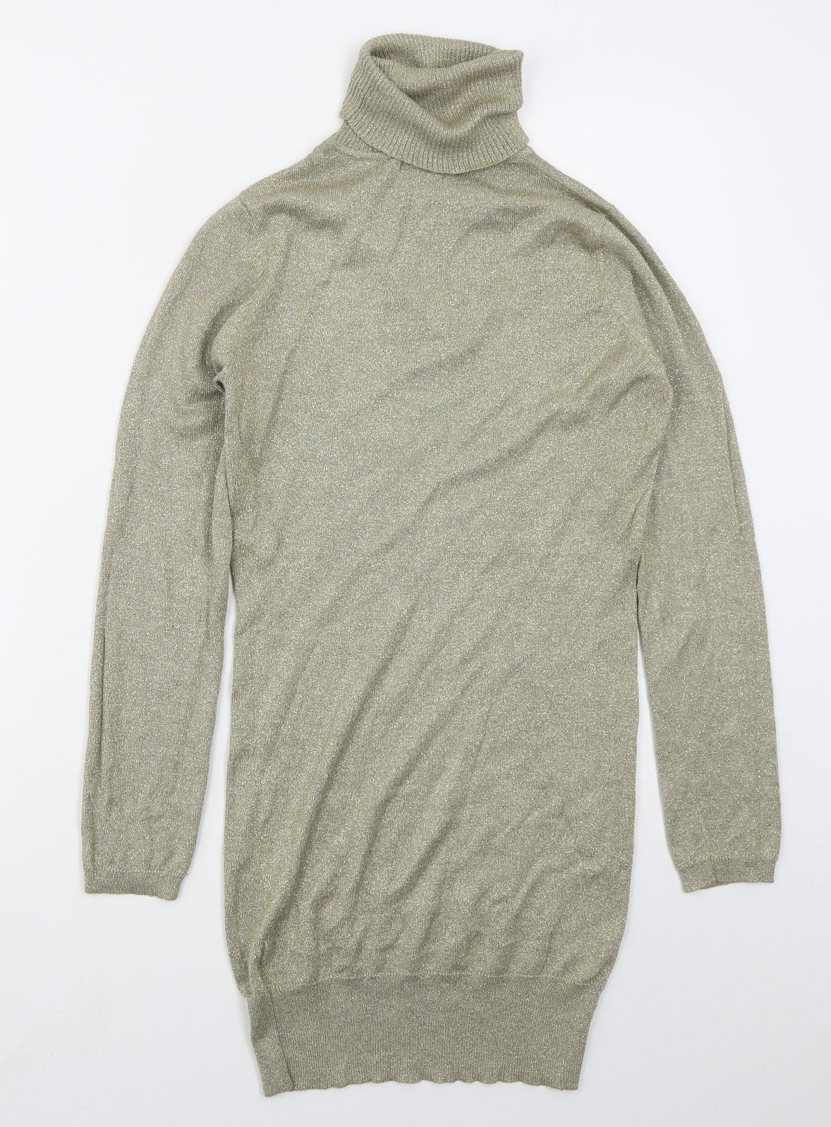 Tosha Womens Gold  Viscose Jumper Dress  Size S  Roll Neck Pullover