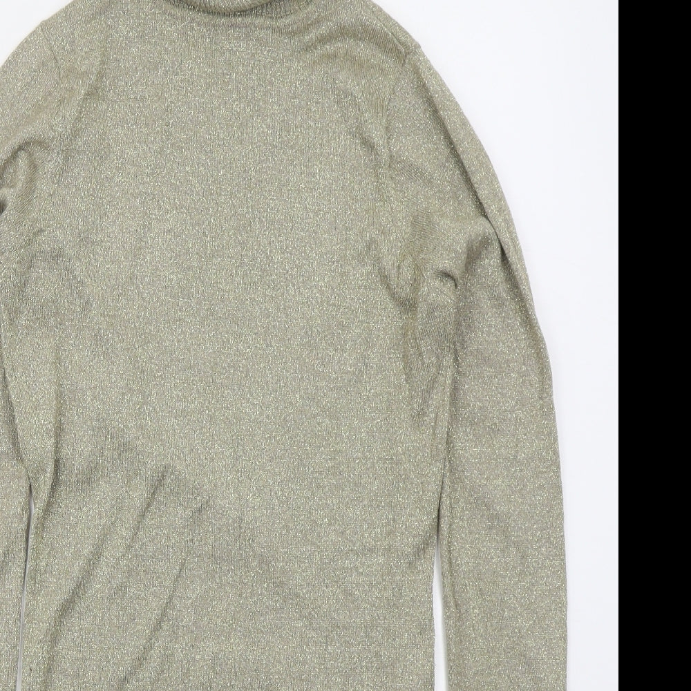 Tosha Womens Gold  Viscose Jumper Dress  Size S  Roll Neck Pullover
