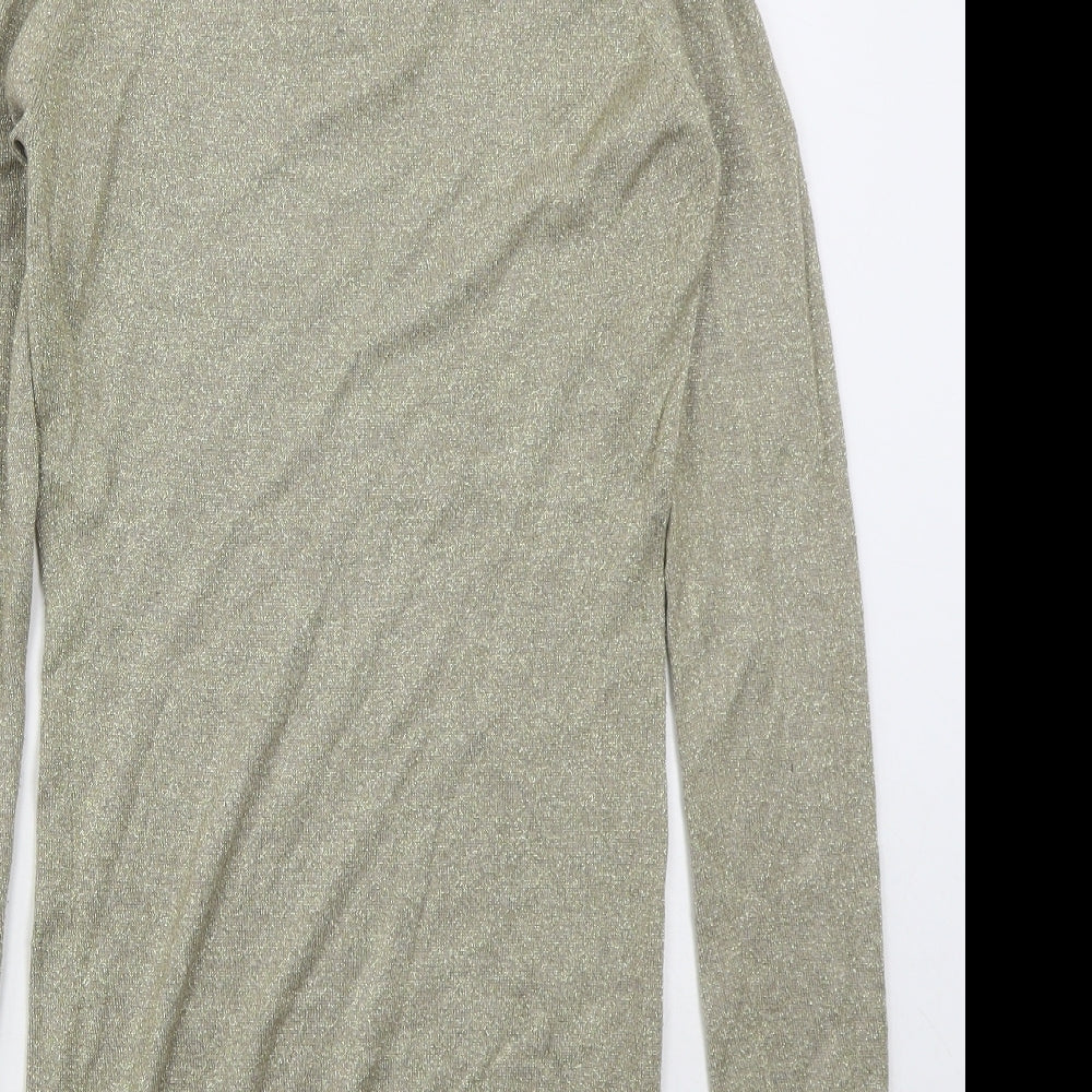 Tosha Womens Gold  Viscose Jumper Dress  Size S  Roll Neck Pullover