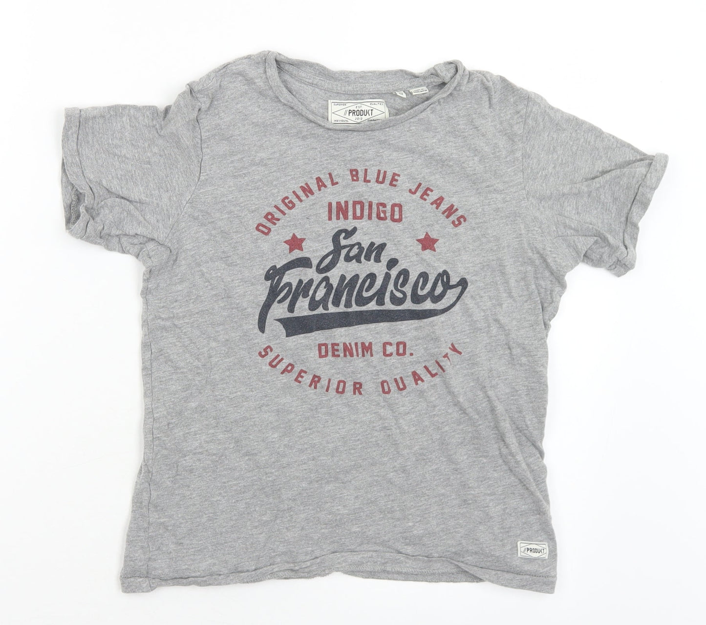 Produkt Boys Grey  Cotton Basic T-Shirt Size 11-12 Years Crew Neck  - San Francisco