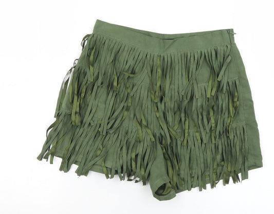 Boohoo  Womens Green  Polyester Hot Pants Shorts Size 8 L3 in Regular Zip
