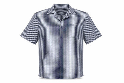 Peacocks  Mens Blue Check Polyester  Button-Up Size L Collared Button