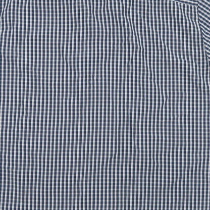 Peacocks  Mens Blue Check Polyester  Button-Up Size L Collared Button