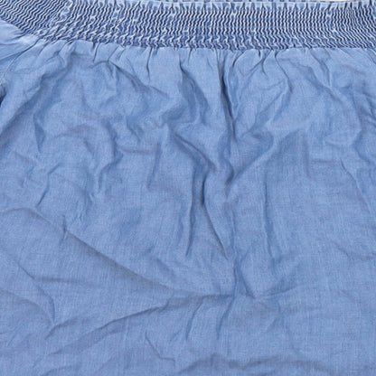 F&F Womens Blue Floral Lyocell Basic T-Shirt Size 6 Off the Shoulder