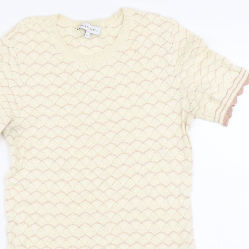 Womens UK Size 10 Warehouse Yellow Basic Blouse