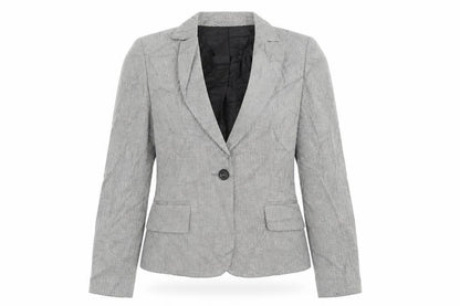 Impressions Womens Beige Geometric  Jacket Blazer Size 10