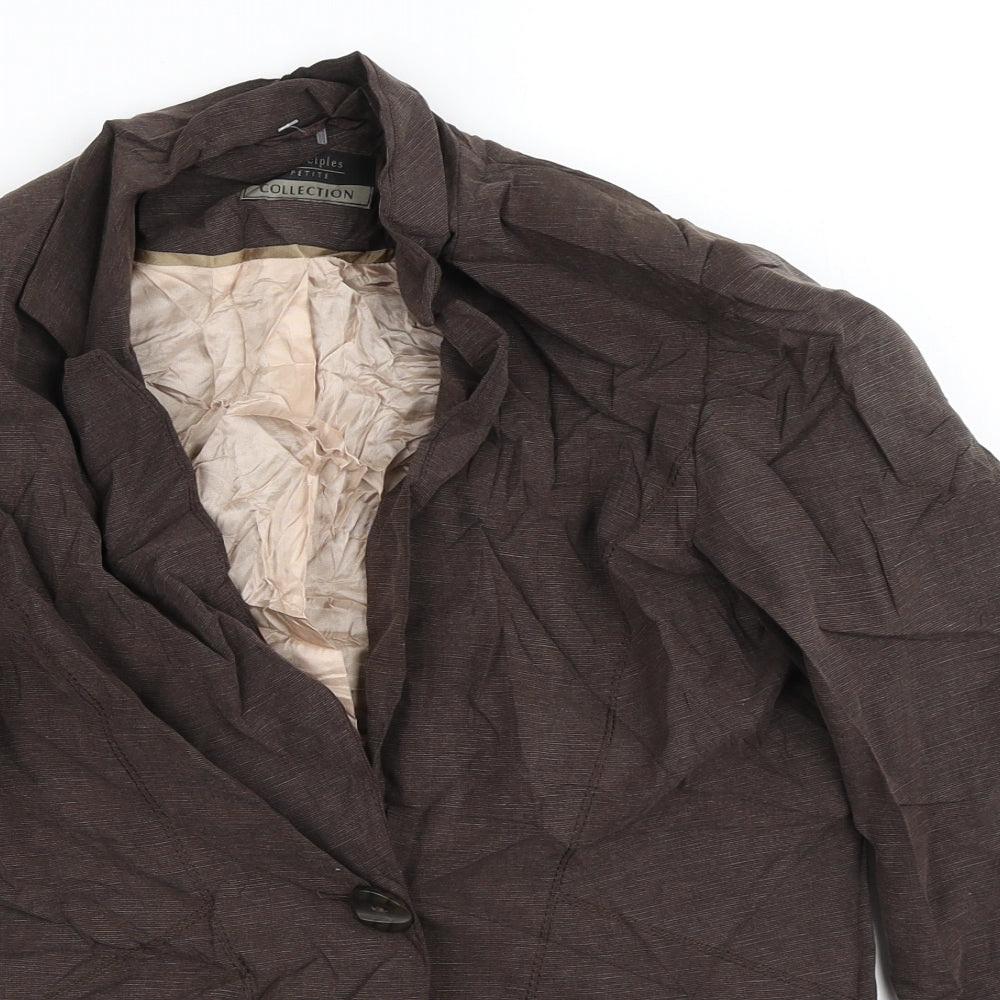 Principles Womens Brown Striped  Jacket Blazer Size 10