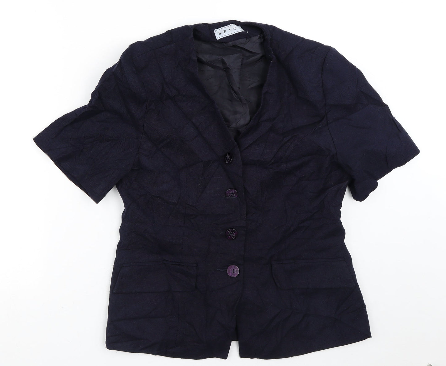 Spice Womens Blue   Jacket Blazer Size M   - Short Sleeves
