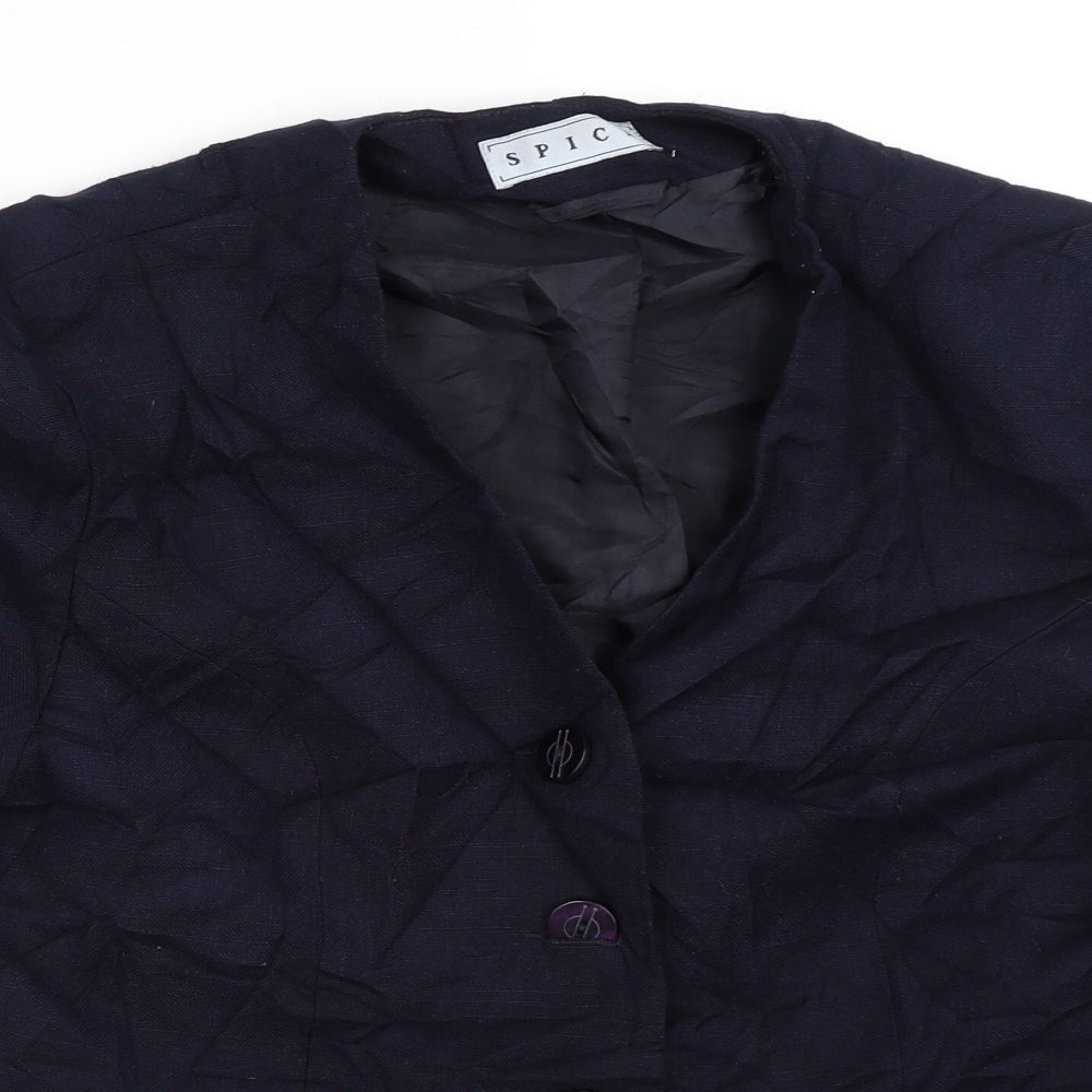 Spice Womens Blue   Jacket Blazer Size M   - Short Sleeves