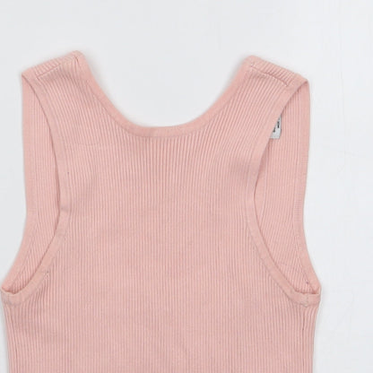 Bershka Womens Pink  Viscose Jersey Tank Size S Round Neck