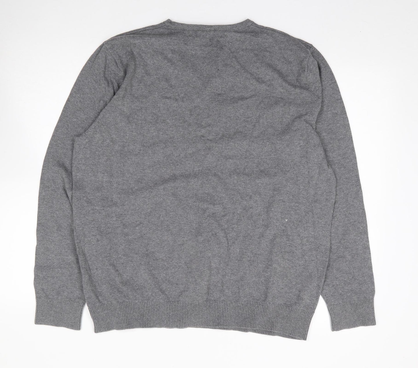 Burton Mens Grey V-Neck  Cotton Henley Jumper Size XL