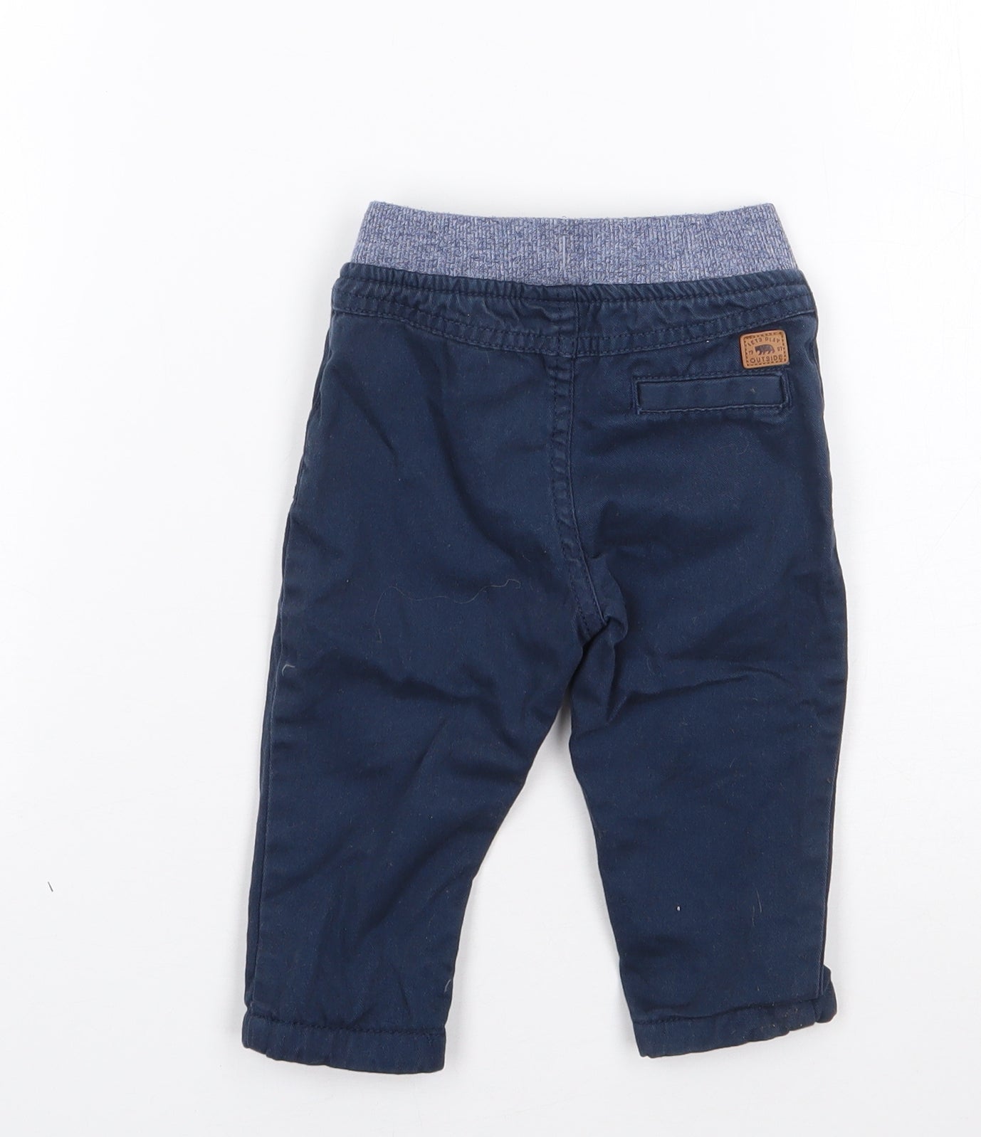F&F Boys Blue  Cotton Cargo Jeans Size 3-6 Months  Button