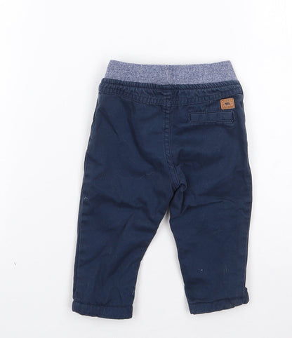 F&F Boys Blue  Cotton Cargo Jeans Size 3-6 Months  Button