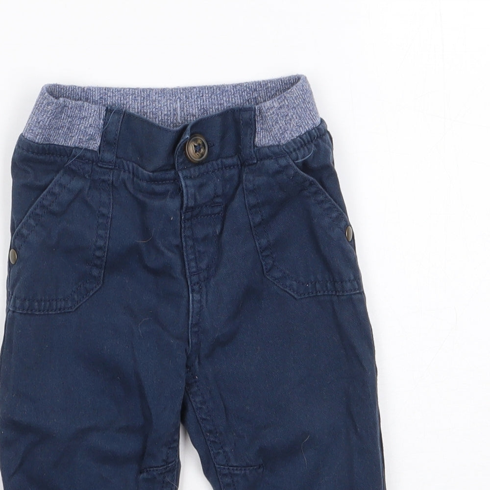 F&F Boys Blue  Cotton Cargo Jeans Size 3-6 Months  Button