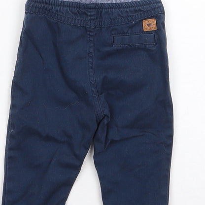 F&F Boys Blue  Cotton Cargo Jeans Size 3-6 Months  Button
