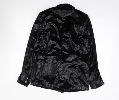 H&M  Womens Black  Polyester Jacket Suit Jacket Size 8