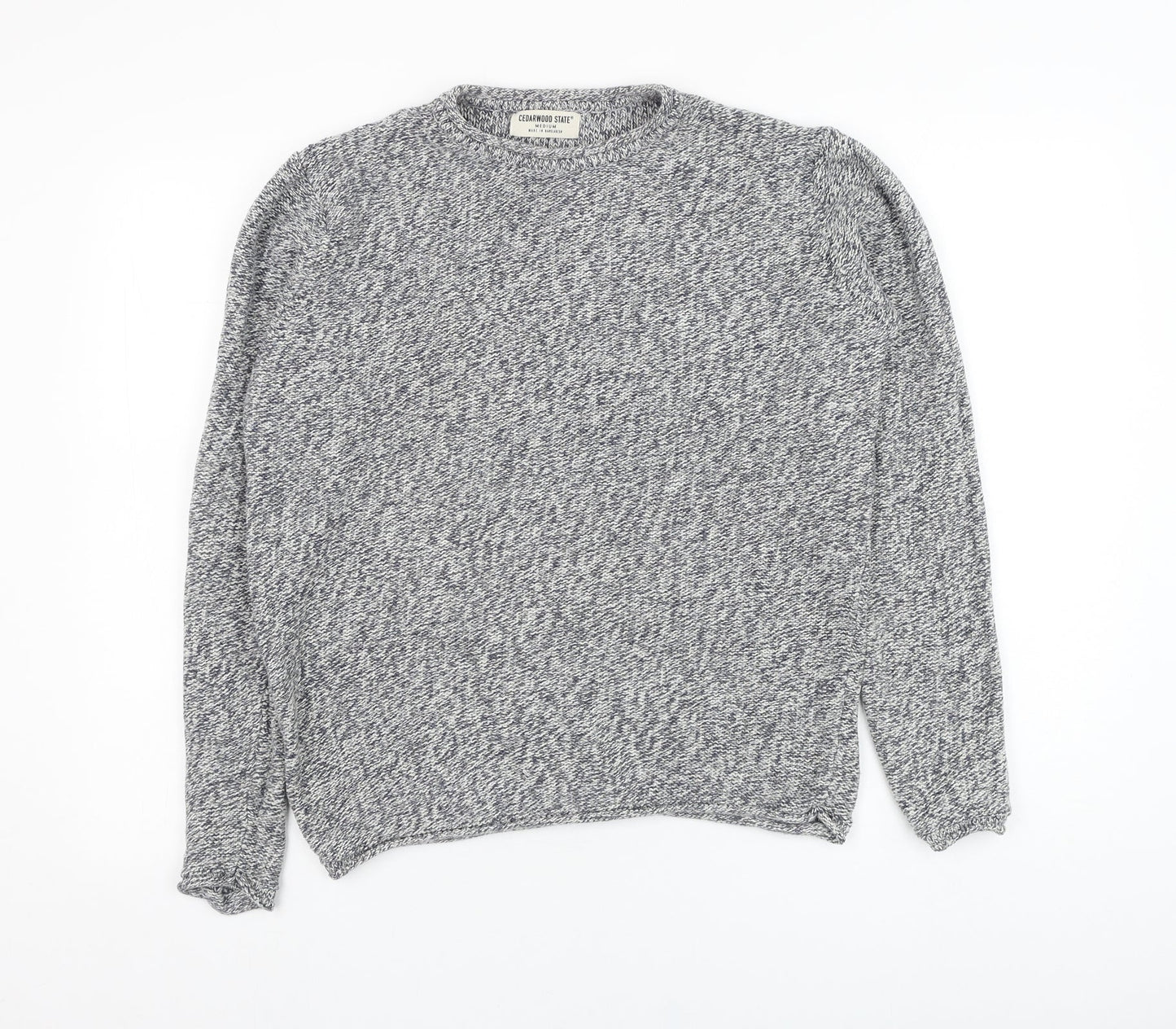 Cedar Wood State Mens Blue Round Neck  Cotton Pullover Jumper Size M