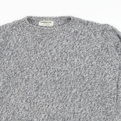 Cedar Wood State Mens Blue Round Neck  Cotton Pullover Jumper Size M