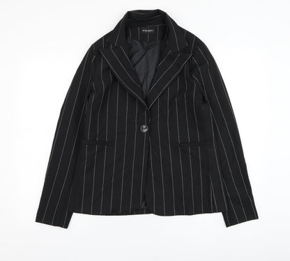 James Lakeland Womens Black Striped  Jacket Blazer Size 10  Button