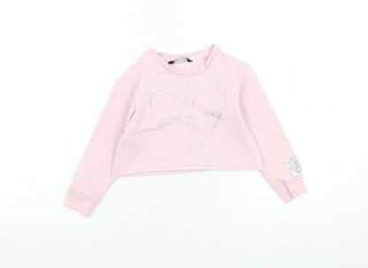 George Girls Pink  Cotton Pullover Sweatshirt Size 4-5 Years  Pullover - Follow your heart