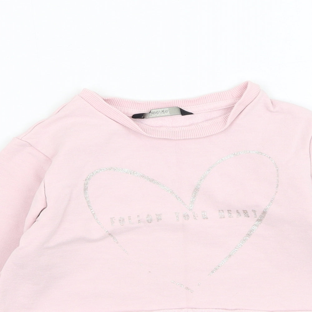 George Girls Pink  Cotton Pullover Sweatshirt Size 4-5 Years  Pullover - Follow your heart