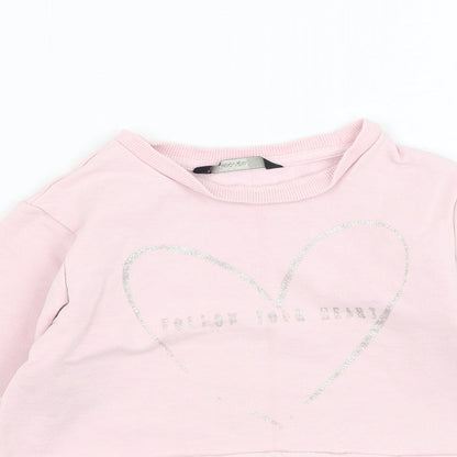George Girls Pink  Cotton Pullover Sweatshirt Size 4-5 Years  Pullover - Follow your heart