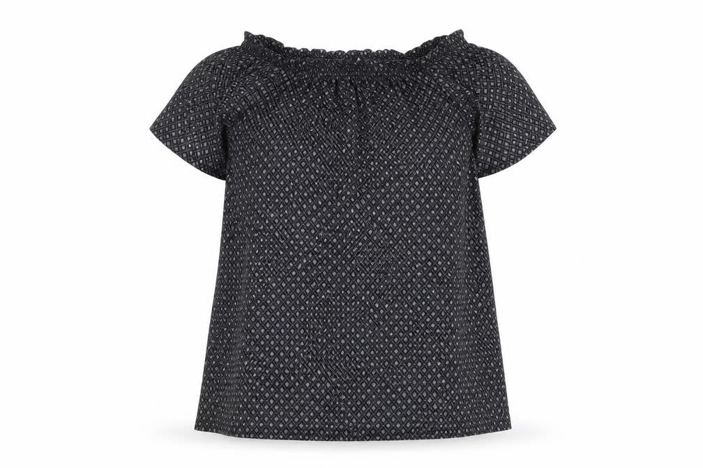 H&M Womens Black Geometric Polyester A-Line  Size XS  Off the Shoulder Pullover