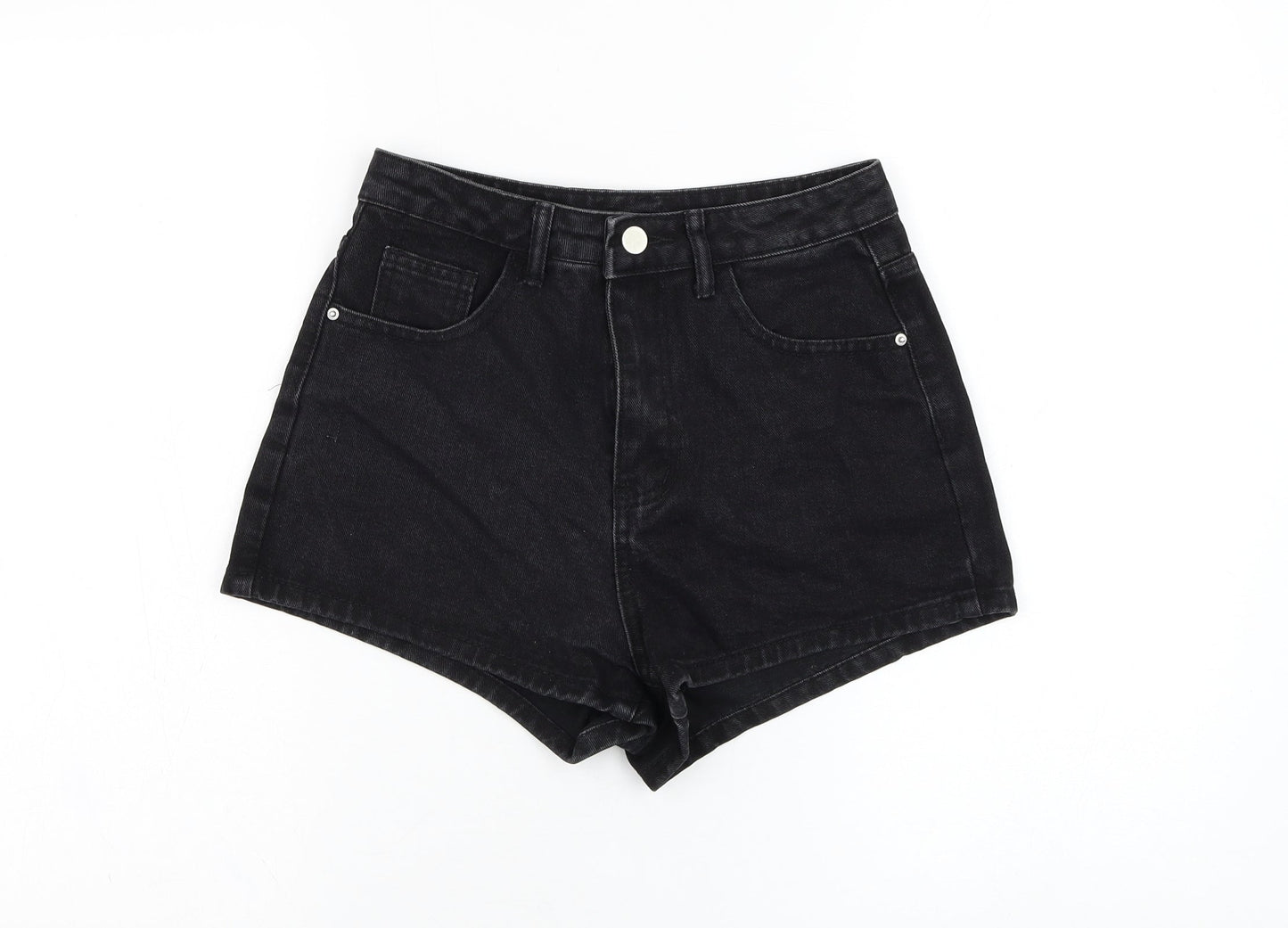 SheIn Womens Black  Cotton Hot Pants Shorts Size XS  Regular Zip - Flame